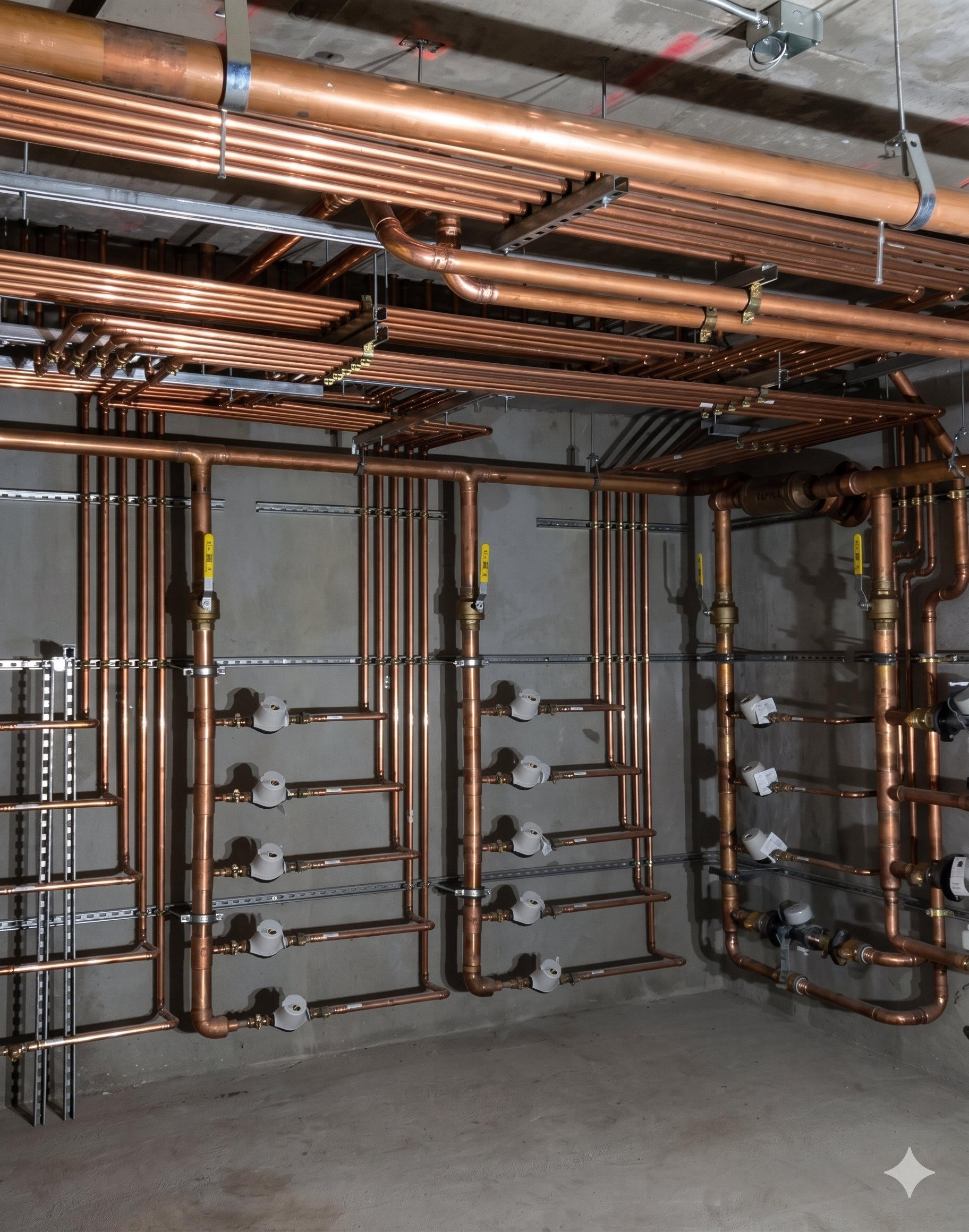 Commercial copper repipe overhead