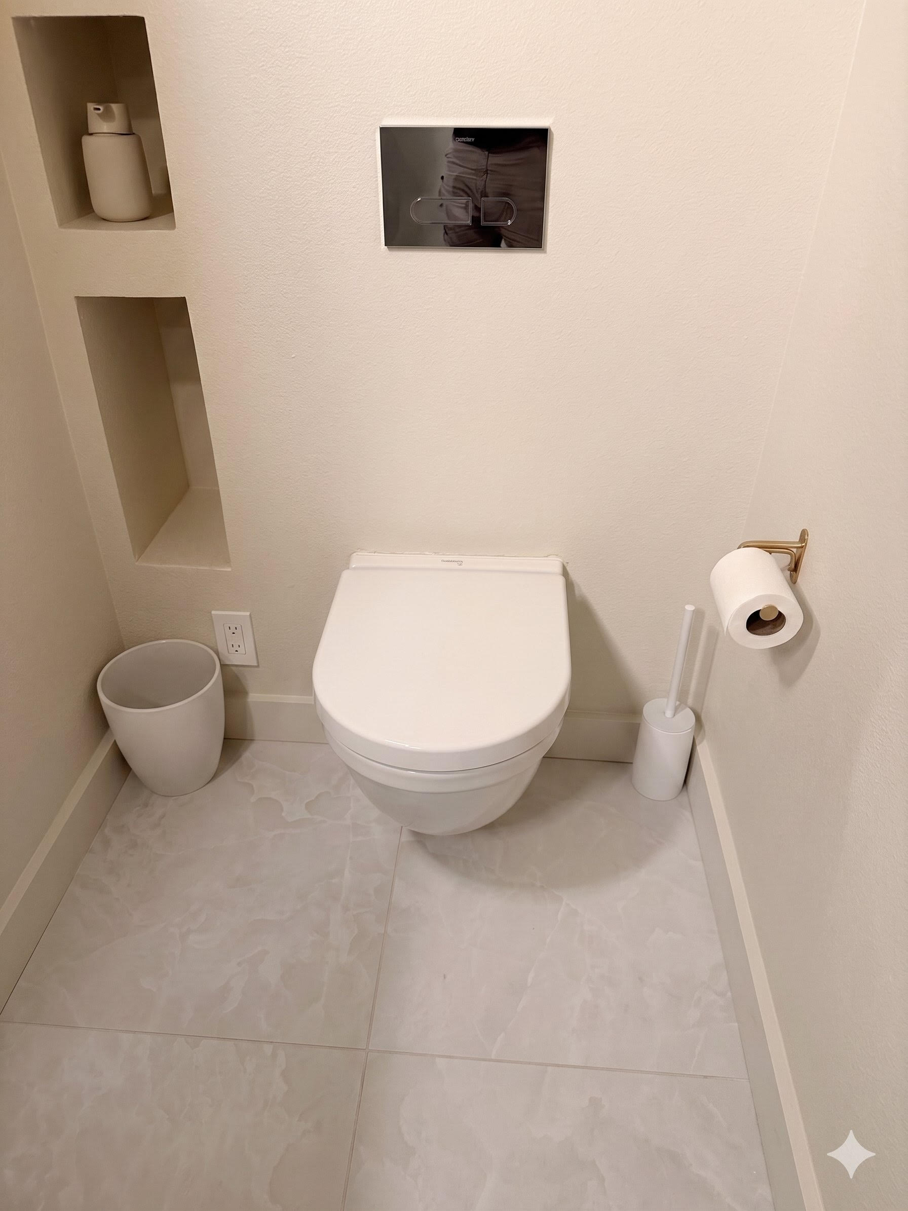 Modern toilet install — leak-free seal